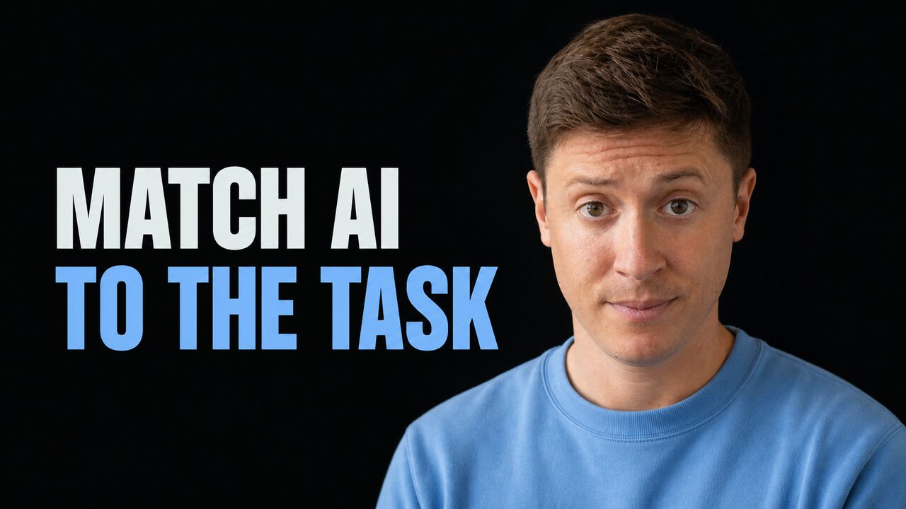 Portrait of Alex Finn beside the words Match AI to the Task