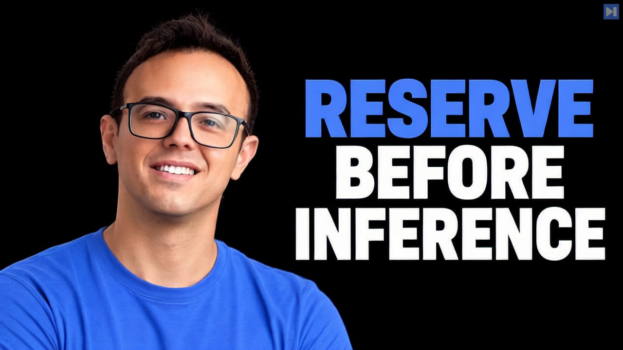 Dor Sasson against a black background beside the blue-and-white headline “RESERVE BEFORE INFERENCE”.