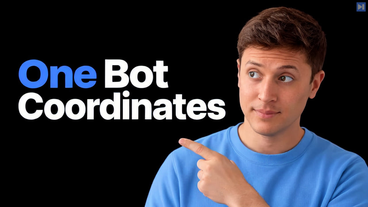 Alex Finn against a black background beside the blue and white headline One Bot Coordinates.