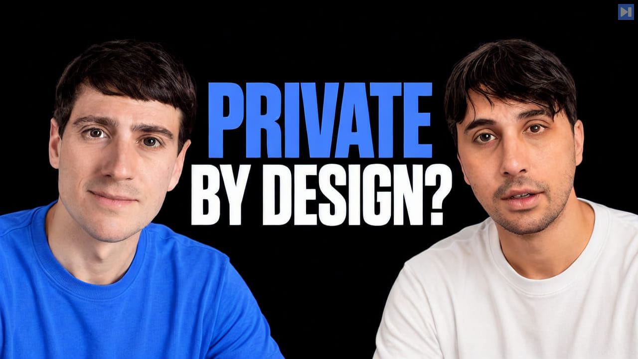 Alex Gladstein and 0xSero against a black background with the blue-and-white headline "PRIVATE BY DESIGN?".