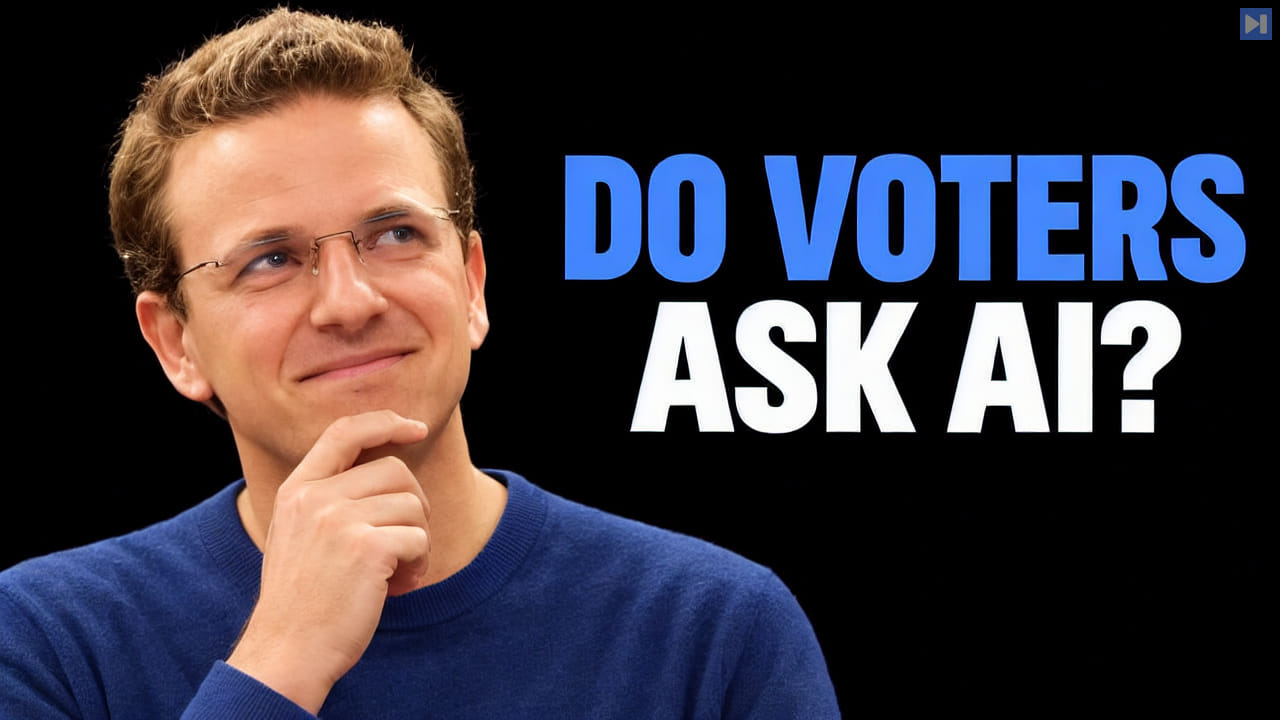 Andy Hall beside the headline Do Voters Ask AI? on a pure black background.