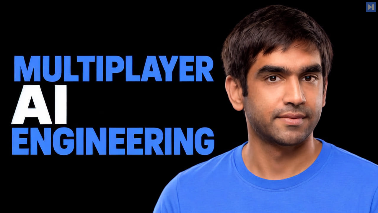 Arjun Singh beside the headline Multiplayer AI Engineering on a pure black background.
