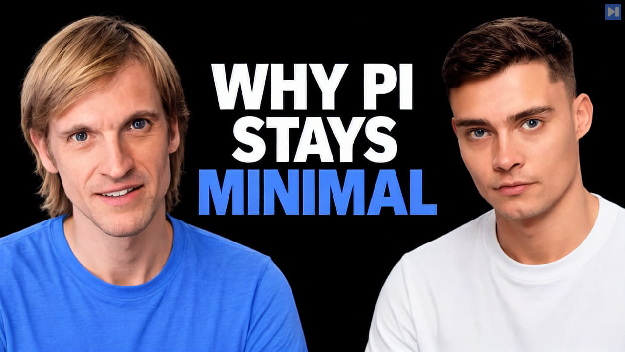 Armin Ronacher and David Ondrej beside the headline Why Pi Stays Minimal on a black background.