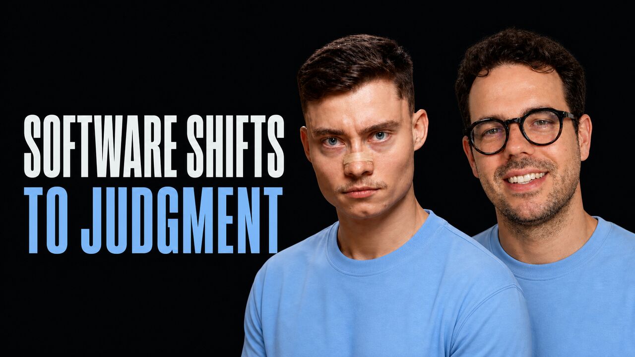 Portraits of David Ondrej and Thorsten Ball beside the words Software Shifts to Judgment