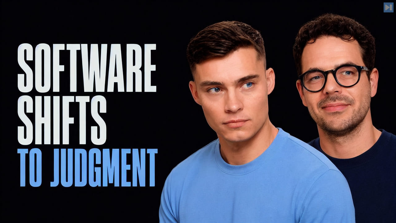 Portraits of David Ondrej and Thorsten Ball beside the words Software Shifts to Judgment