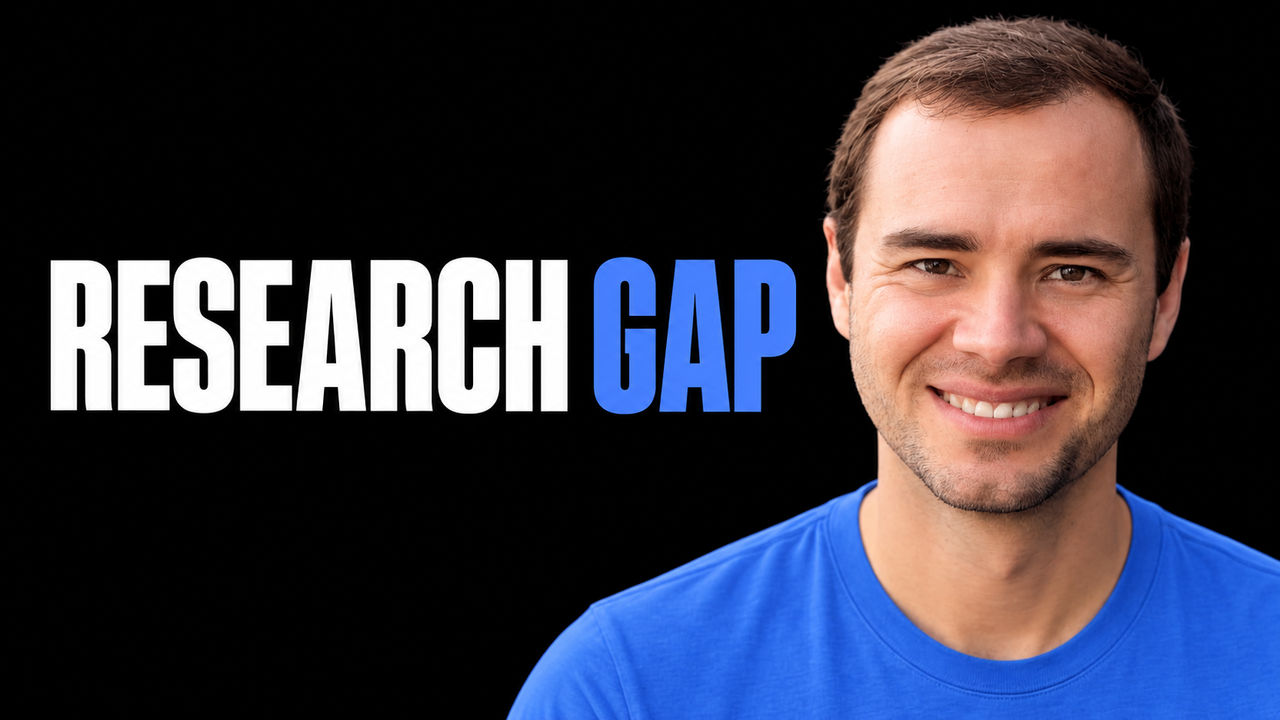 Andrej Karpathy beside the headline Research Gap on a black background.