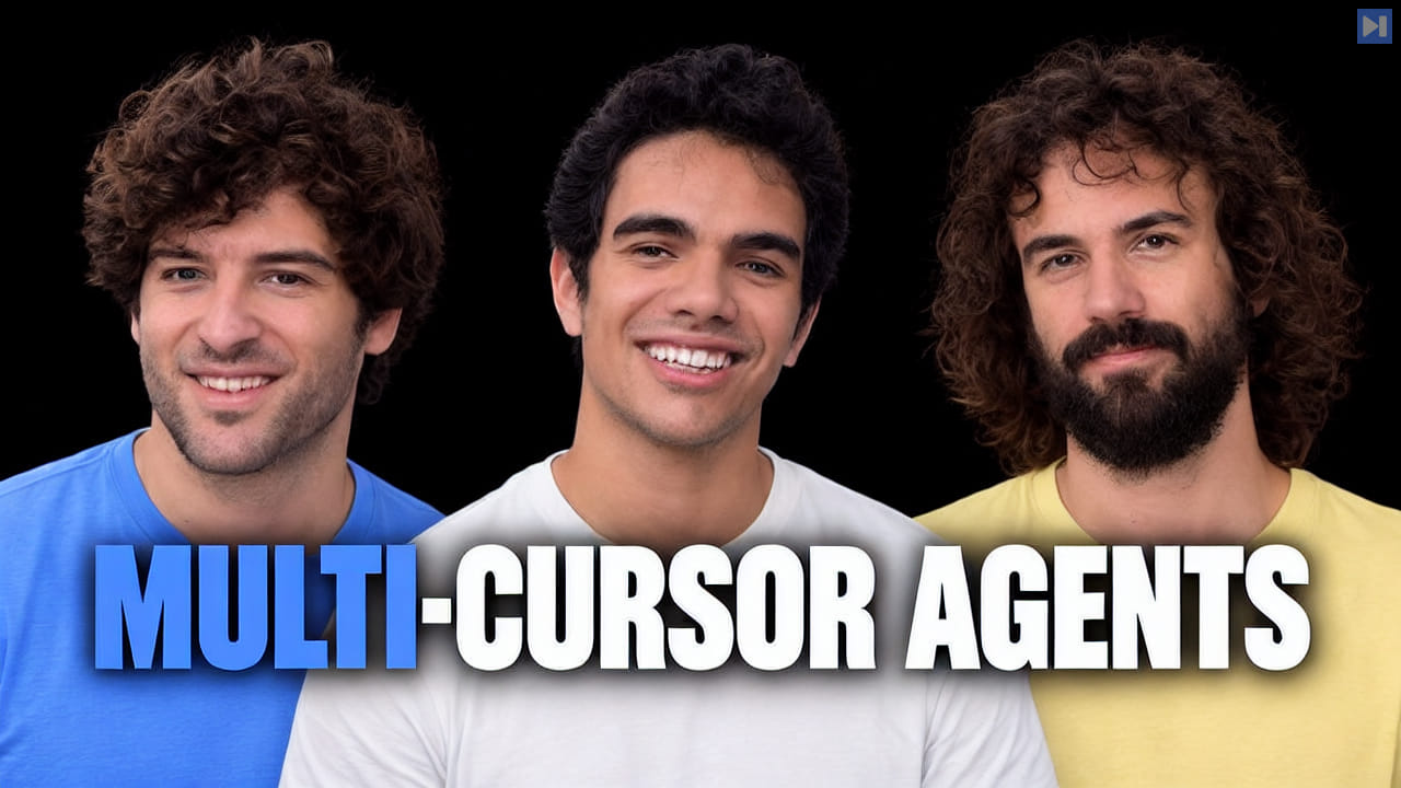 Portraits of Francesco Bonacci, Dillon DuPont, Robert Wendt against black with the headline MULTI-CURSOR AGENTS in attention blue and white.