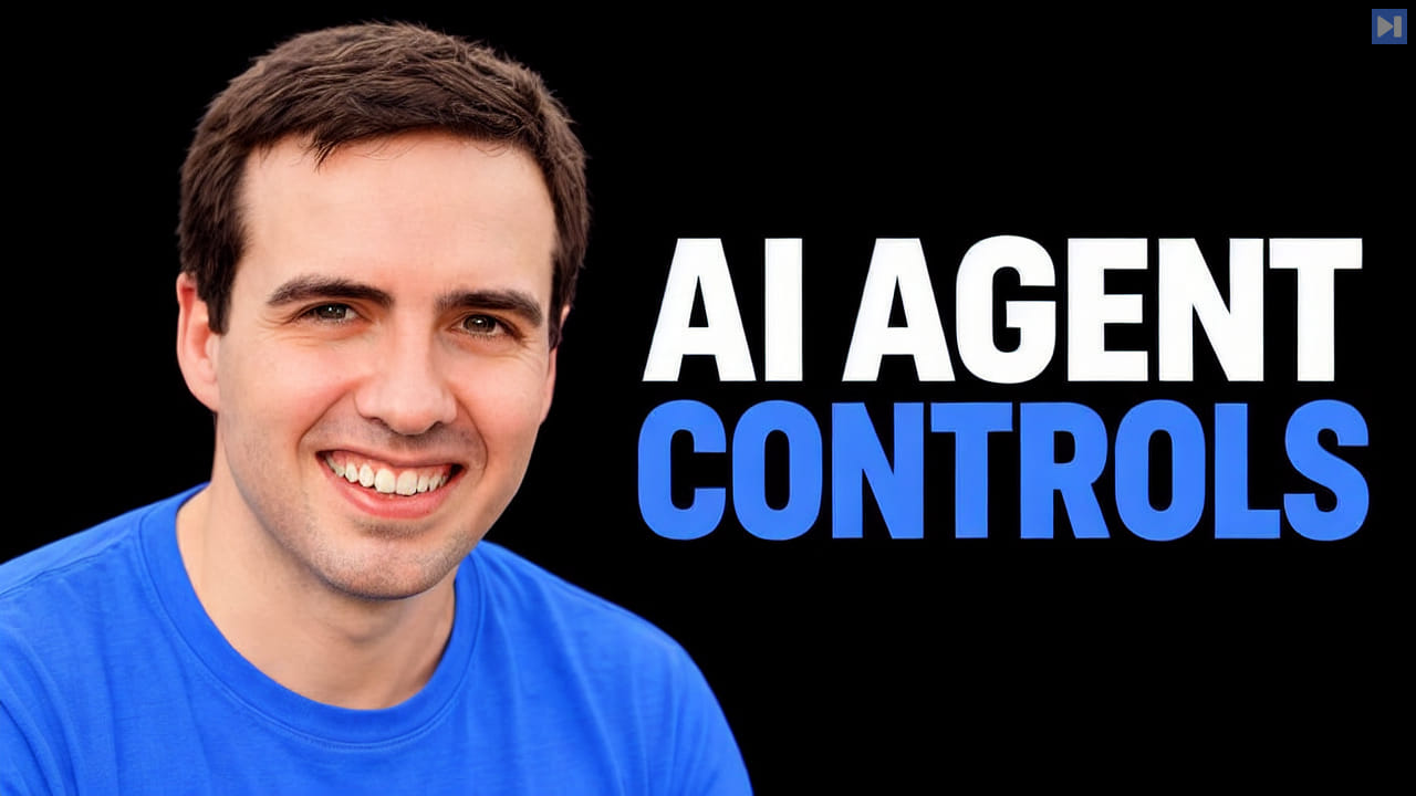 John Feminella in a blue T-shirt beside the white and blue headline AI AGENT CONTROLS.