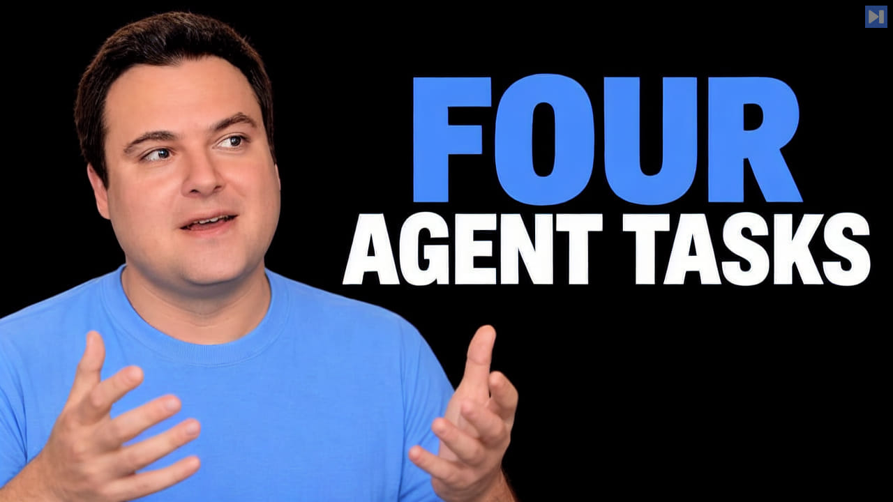 Bijan Bowen beside the blue and white headline FOUR AGENT TASKS on a black background.