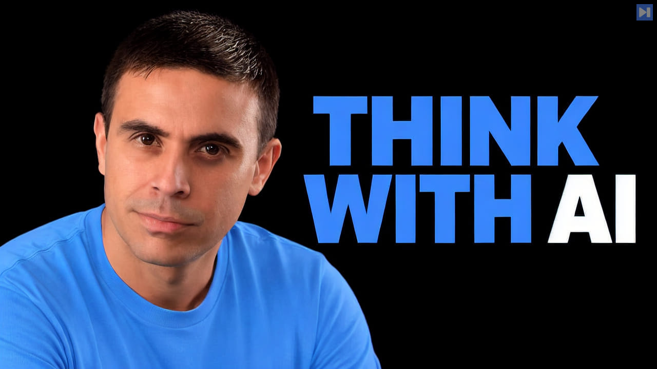 Brent A. Anders in a photographic portrait composition on black beside the blue-and-white headline “THINK WITH AI”.