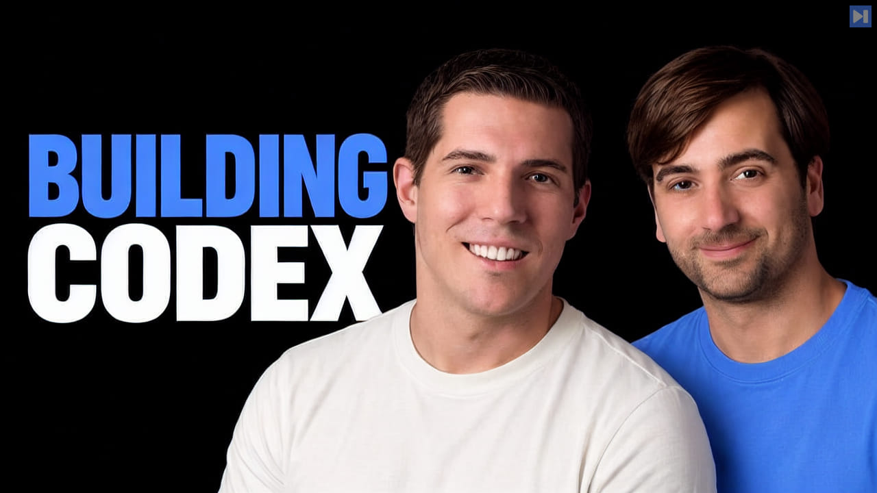 Gergely Orosz, Thibault Sottiaux against a black background beside the blue and white headline "BUILDING CODEX".