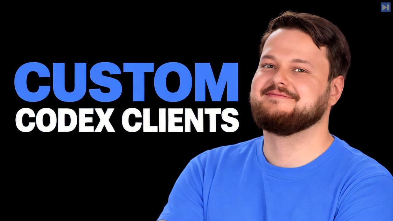 Portrait of Dominik Kundel beside the blue-and-white headline "CUSTOM CODEX CLIENTS" on a black background.