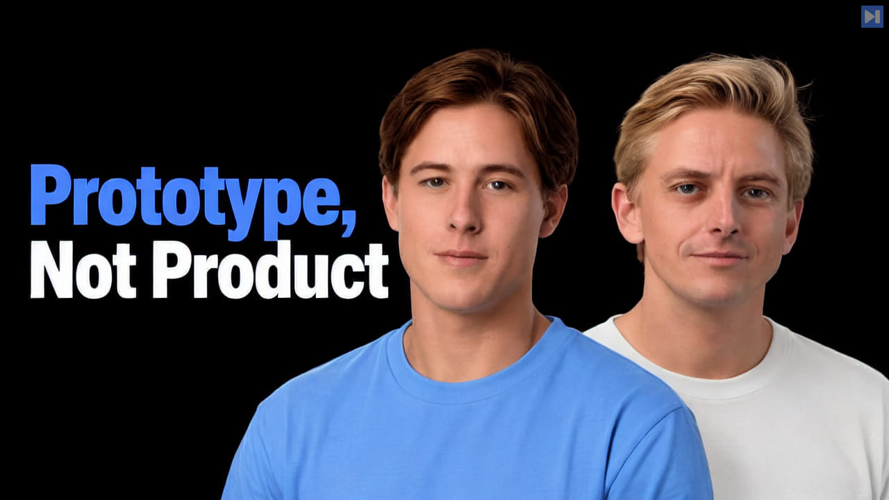 Remy Gaskell in blue and Thomas Schouten in white beside the blue and white Prototype, Not Product headline on black.