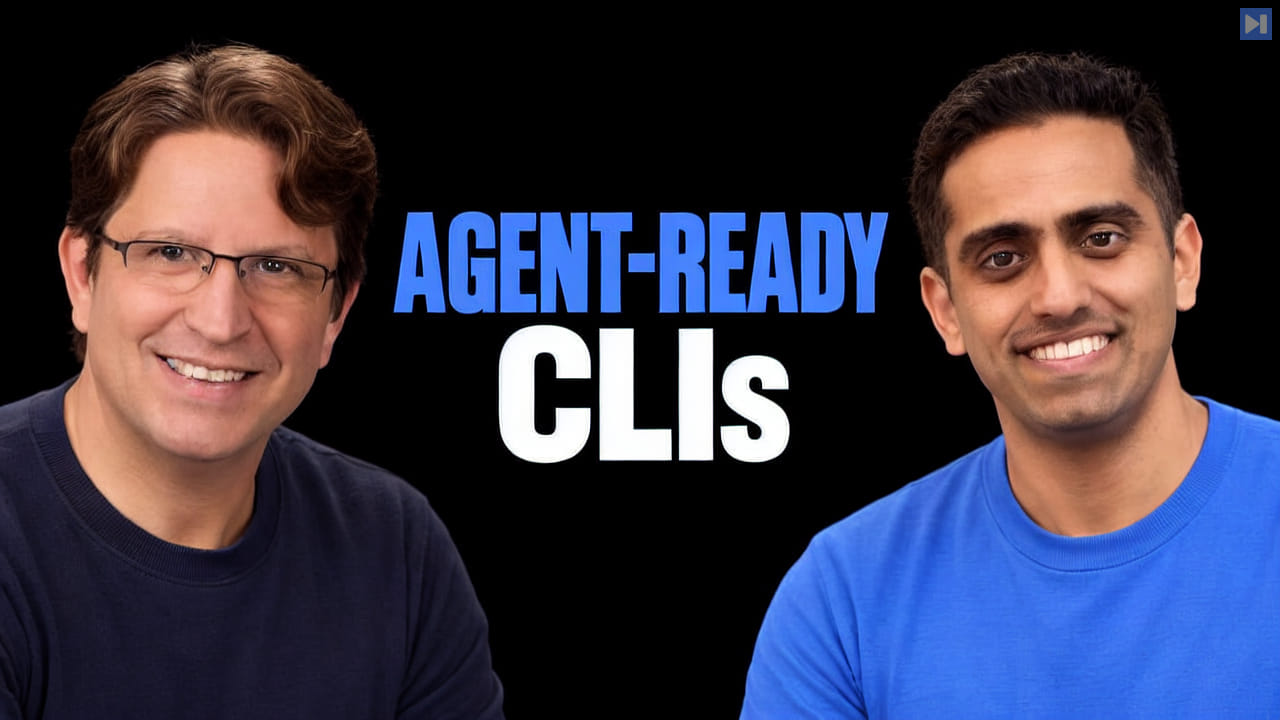 Mark Lummus on the left and Navinkumar Patil on the right, with blue and white text reading “Agent-ready CLIs” on black.