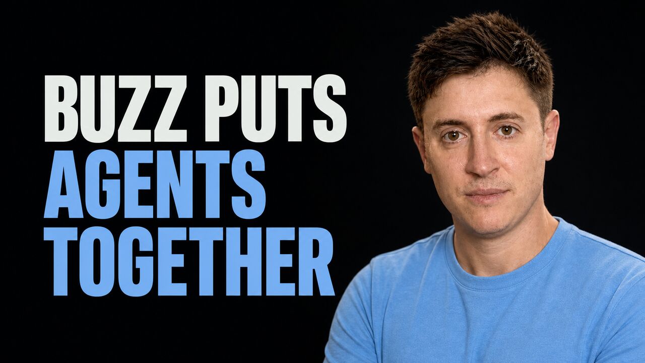 Portrait of Alex Finn beside the words Buzz Puts Agents Together