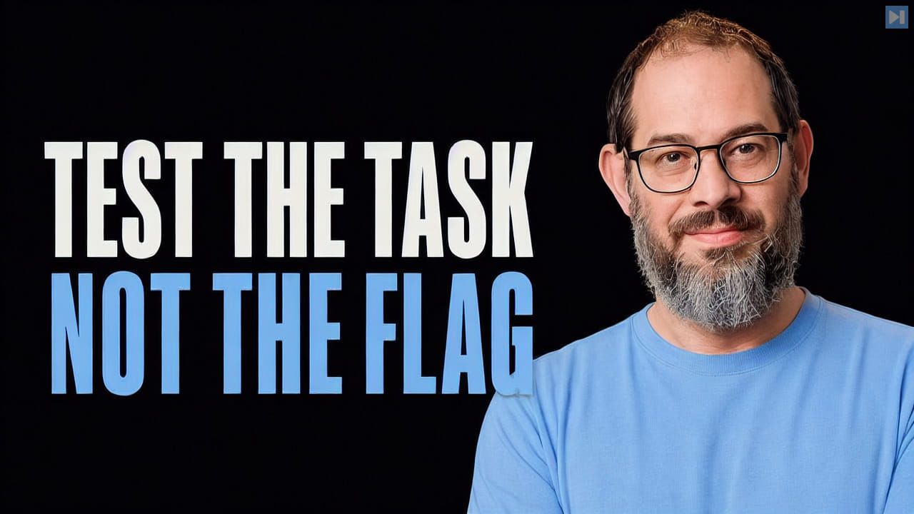 Portrait of Nate B. Jones beside the words Test the Task Not the Flag