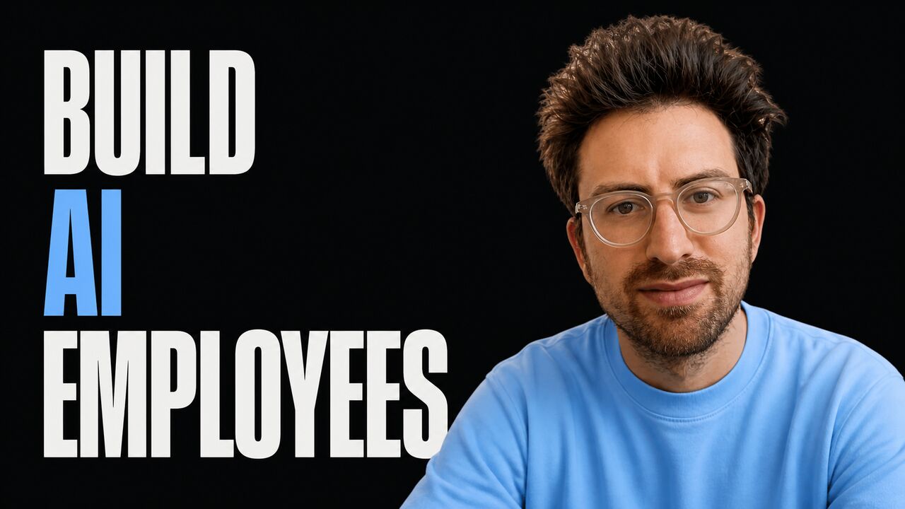 Portrait of Greg Isenberg beside the words Build AI Employees
