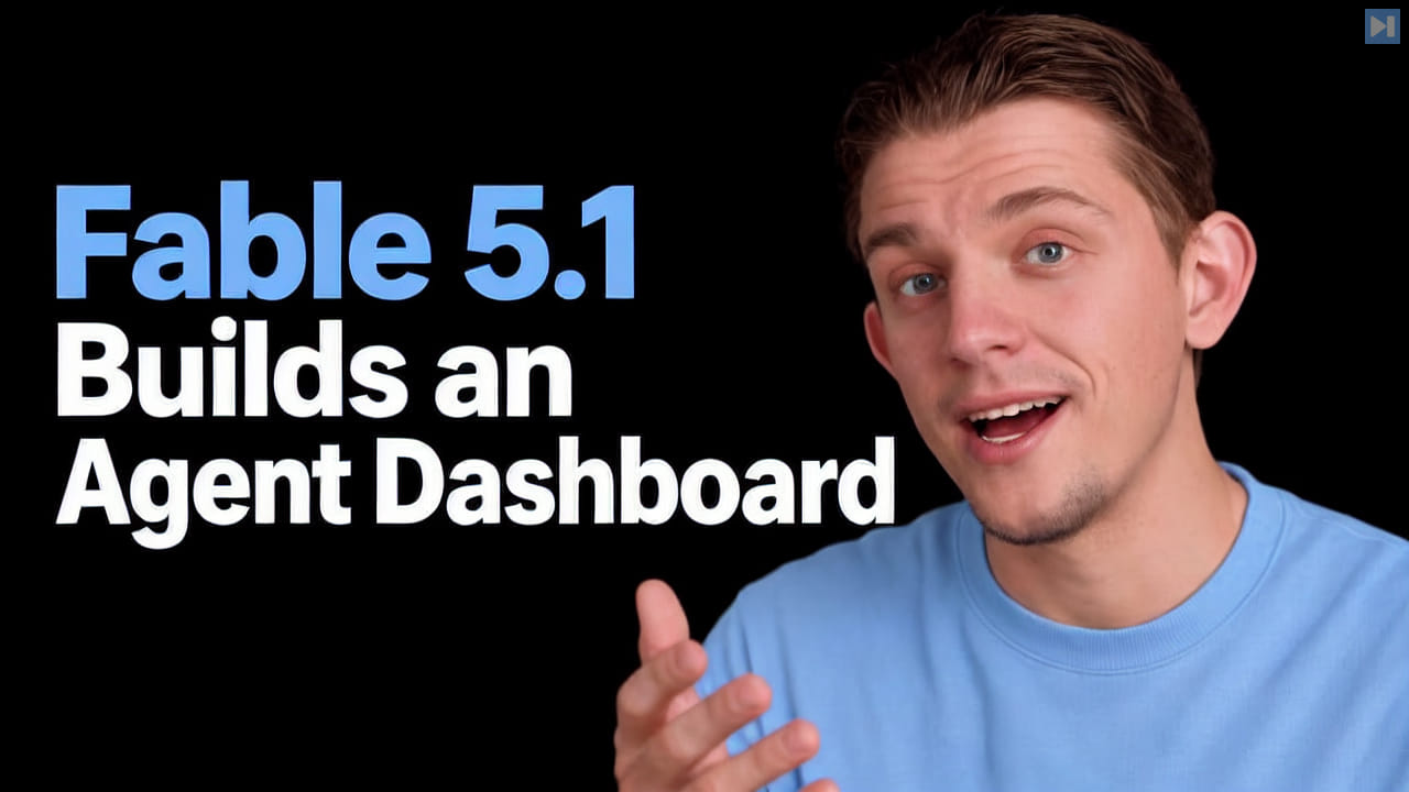 Riley Brown beside the headline Fable 5.1 Builds an Agent Dashboard.