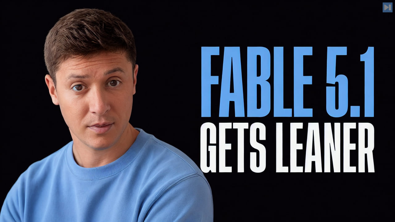 Alex Finn beside the words Fable 5.1 Gets Leaner
