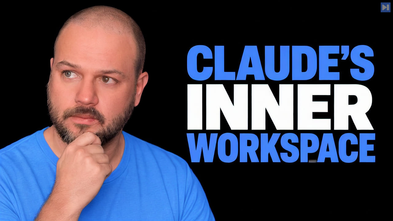 Editorial portrait of Wes Roth beside the blue-and-white headline CLAUDE’S INNER WORKSPACE against black.