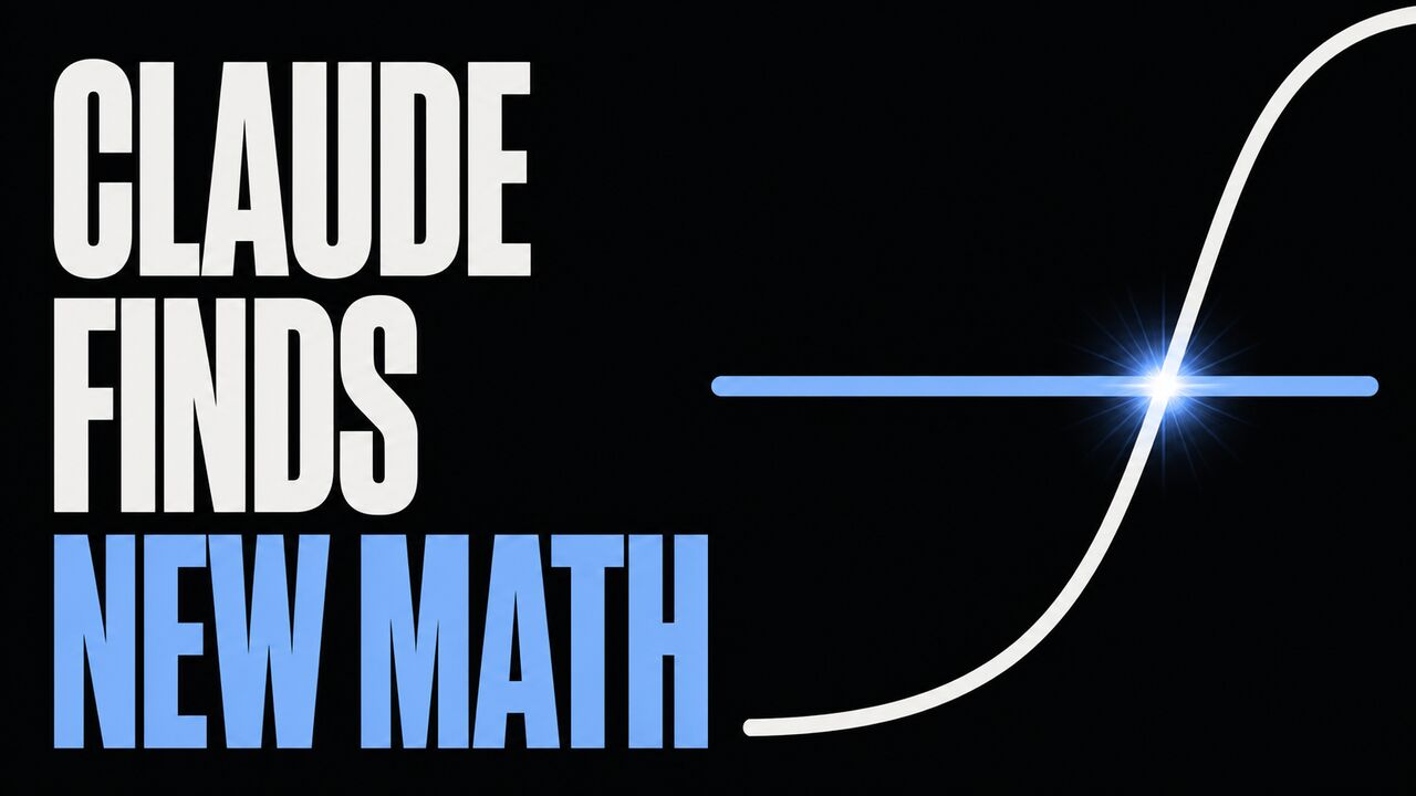 The words Claude Finds New Math beside a simple curve crossing a blue threshold