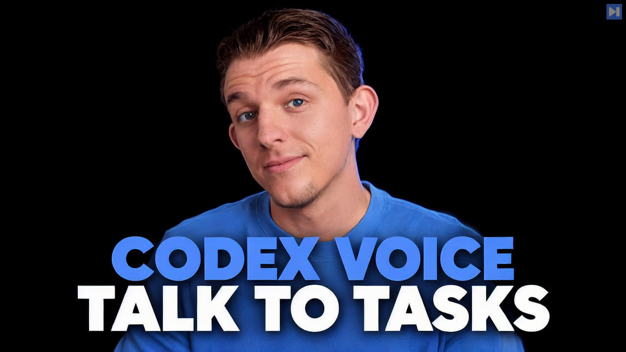 Riley Brown against a black background beside the blue and white headline “CODEX VOICE TALK TO TASKS”.