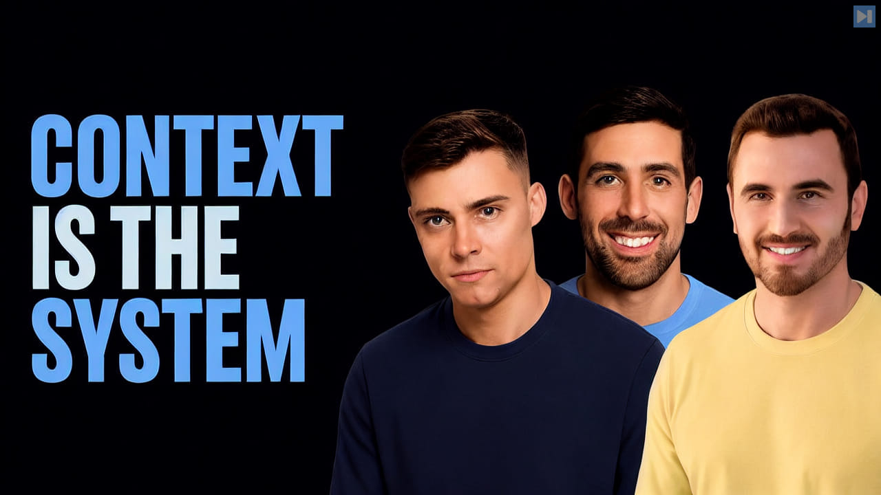 Portraits of David Ondrej, Alex Lieberman and Dan Zakon beside the words Context Is the System