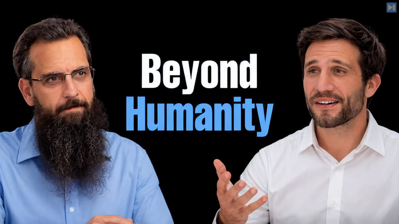 Roman Yampolskiy and Daniel Faggella beside the headline Beyond Humanity
