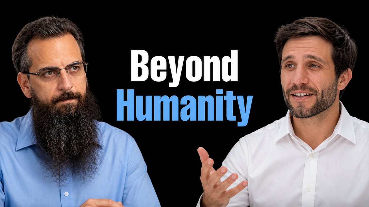 Roman Yampolskiy and Daniel Faggella beside the headline Beyond Humanity