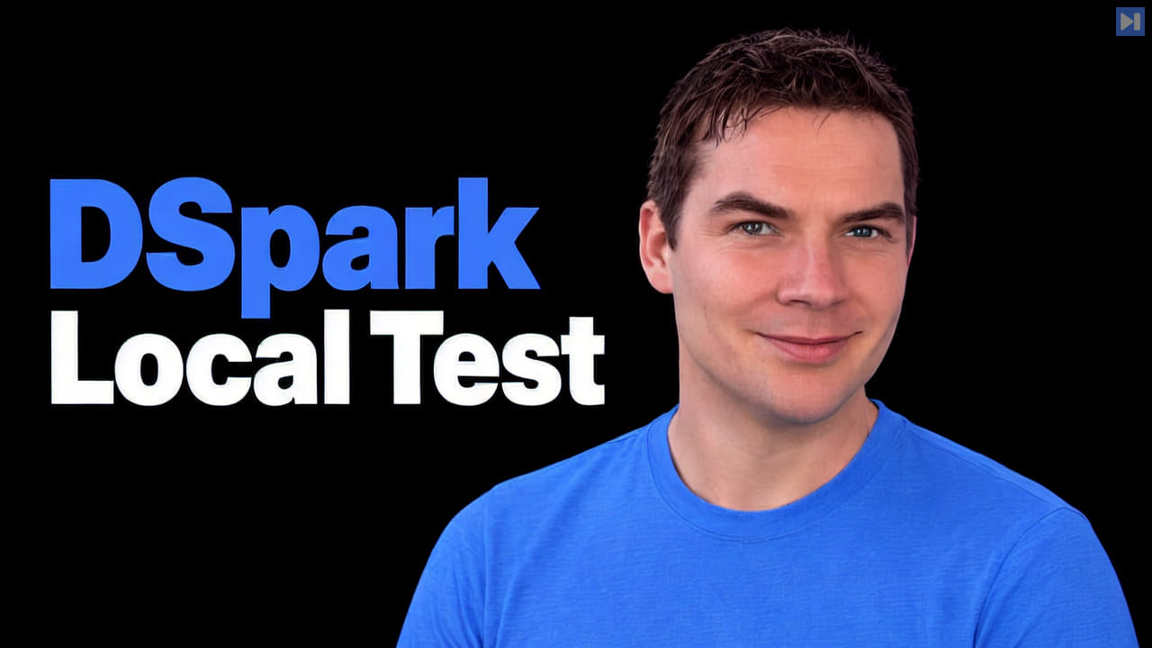 Daniel Walsh in a blue top beside the blue DSpark and white Local Test headline against a black background.