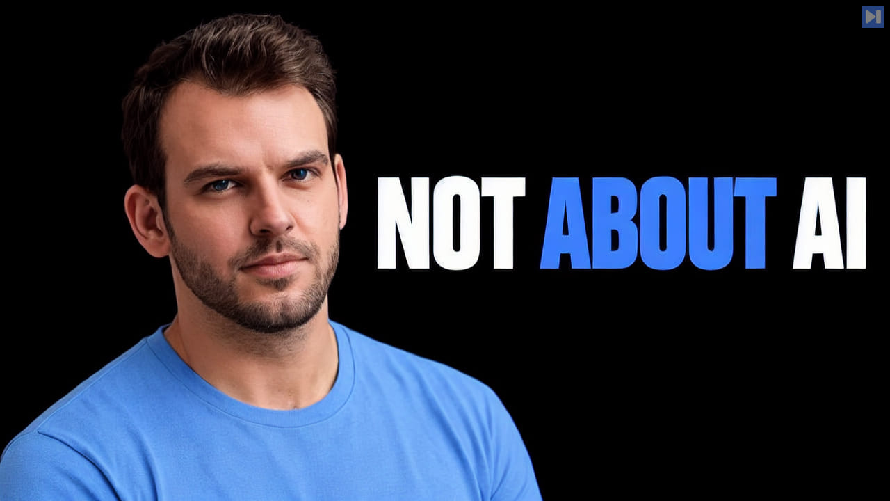 Nathaniel Whittemore against a black background beside the blue-and-white headline “NOT ABOUT AI”.