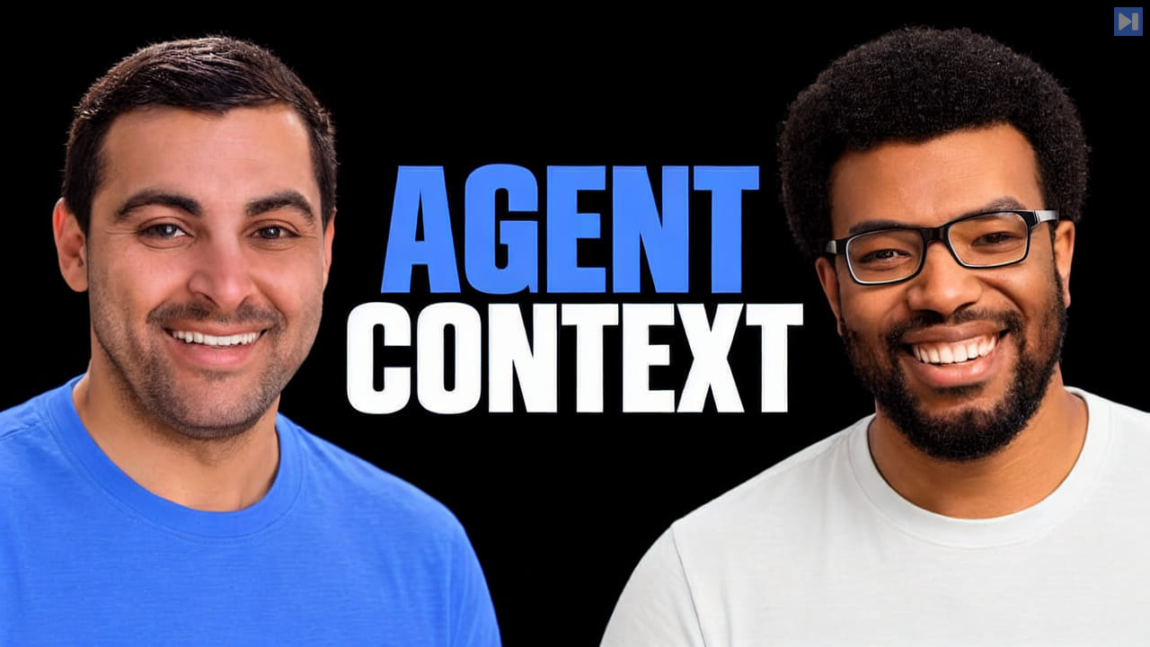 Yoni Michael in blue and Brandon Callender in off-white beside the blue AGENT and white CONTEXT headline on a black background.
