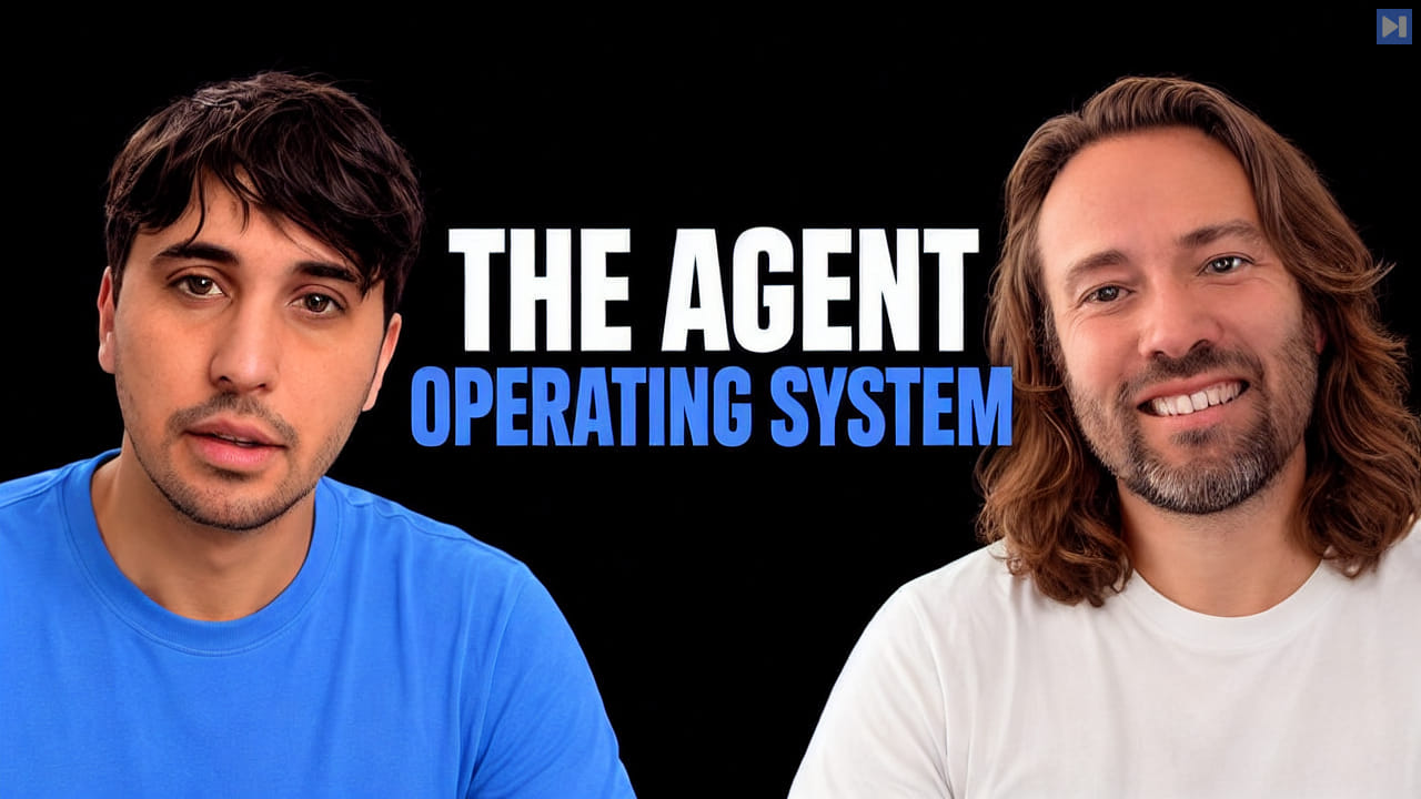 0xSero, David Heinemeier Hansson against a black background beside the white and blue headline 'THE AGENT OPERATING SYSTEM'.