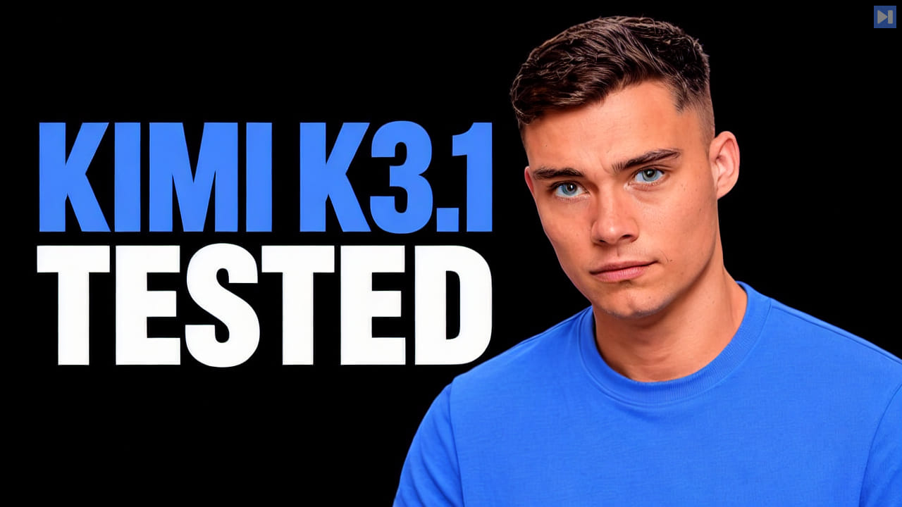 David Ondrej beside the blue and white words Kimi K3.1 Tested on black.