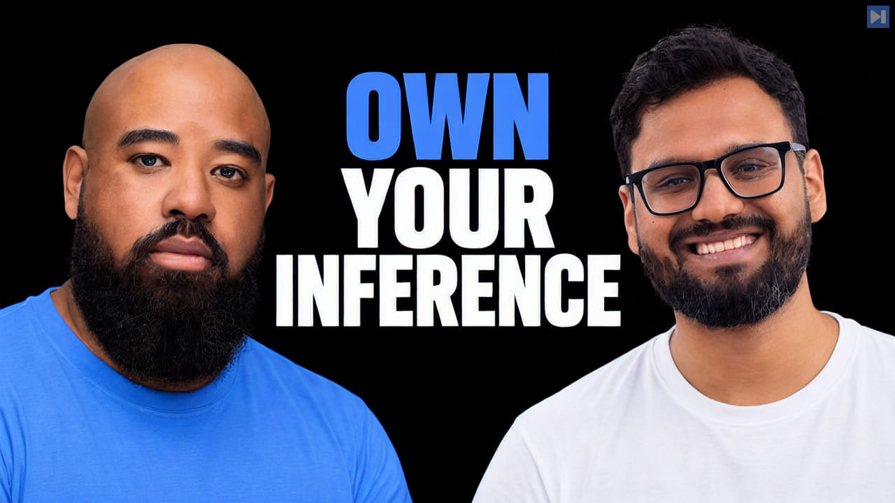 Portraits of Du'an Lightfoot, Khaja Omer against black with the headline OWN YOUR INFERENCE in attention blue and white.
