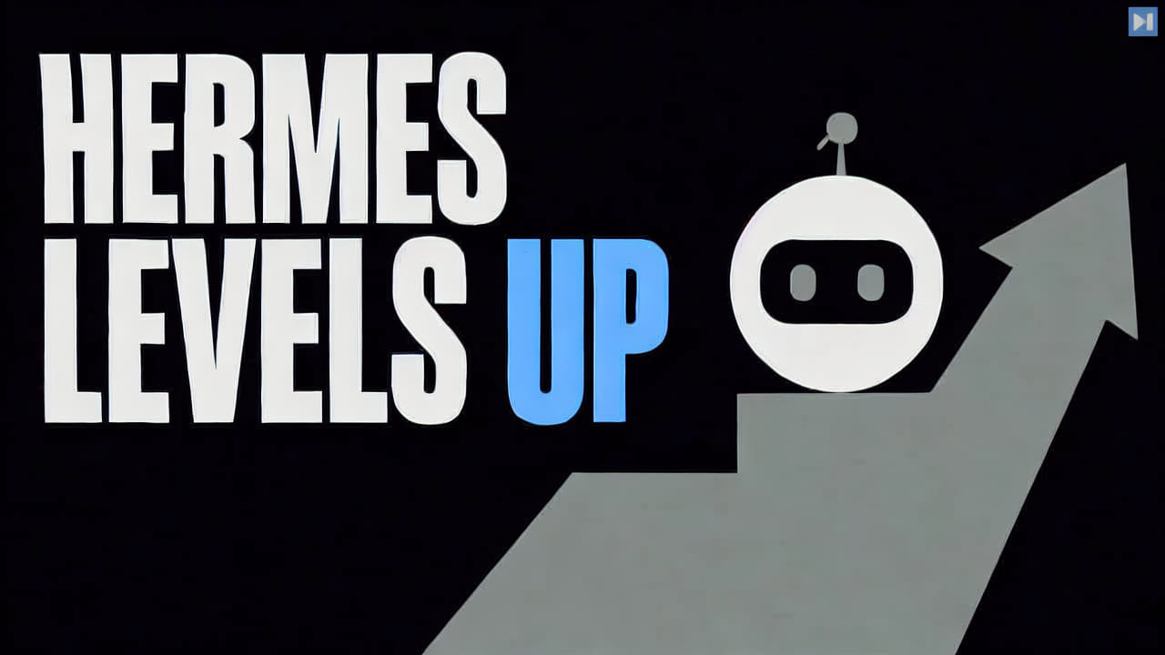Hermes Levels Up beside a flat agent symbol on an upward step