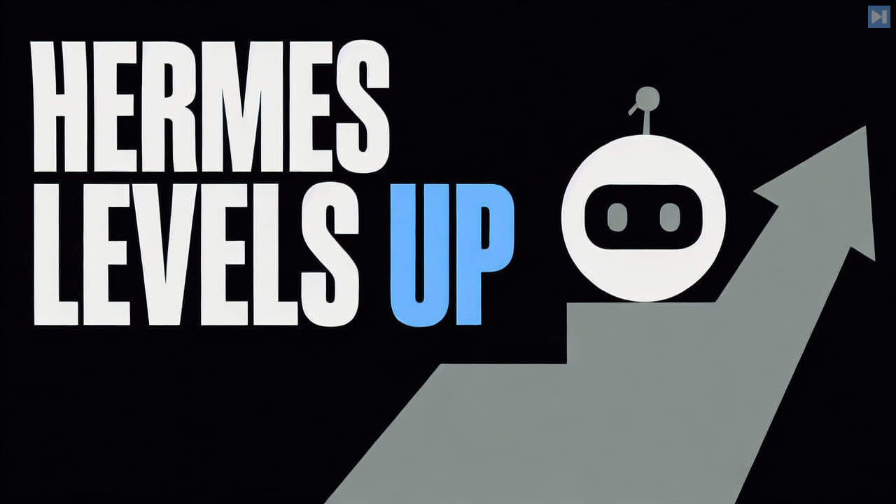 Hermes Levels Up beside a flat agent symbol on an upward step