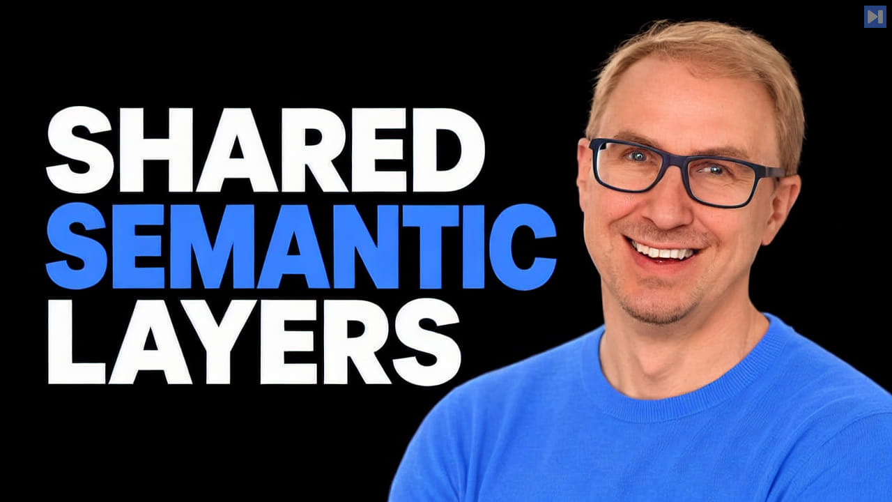 Emil Eifrem beside the blue and white headline SHARED SEMANTIC LAYERS on a black background.