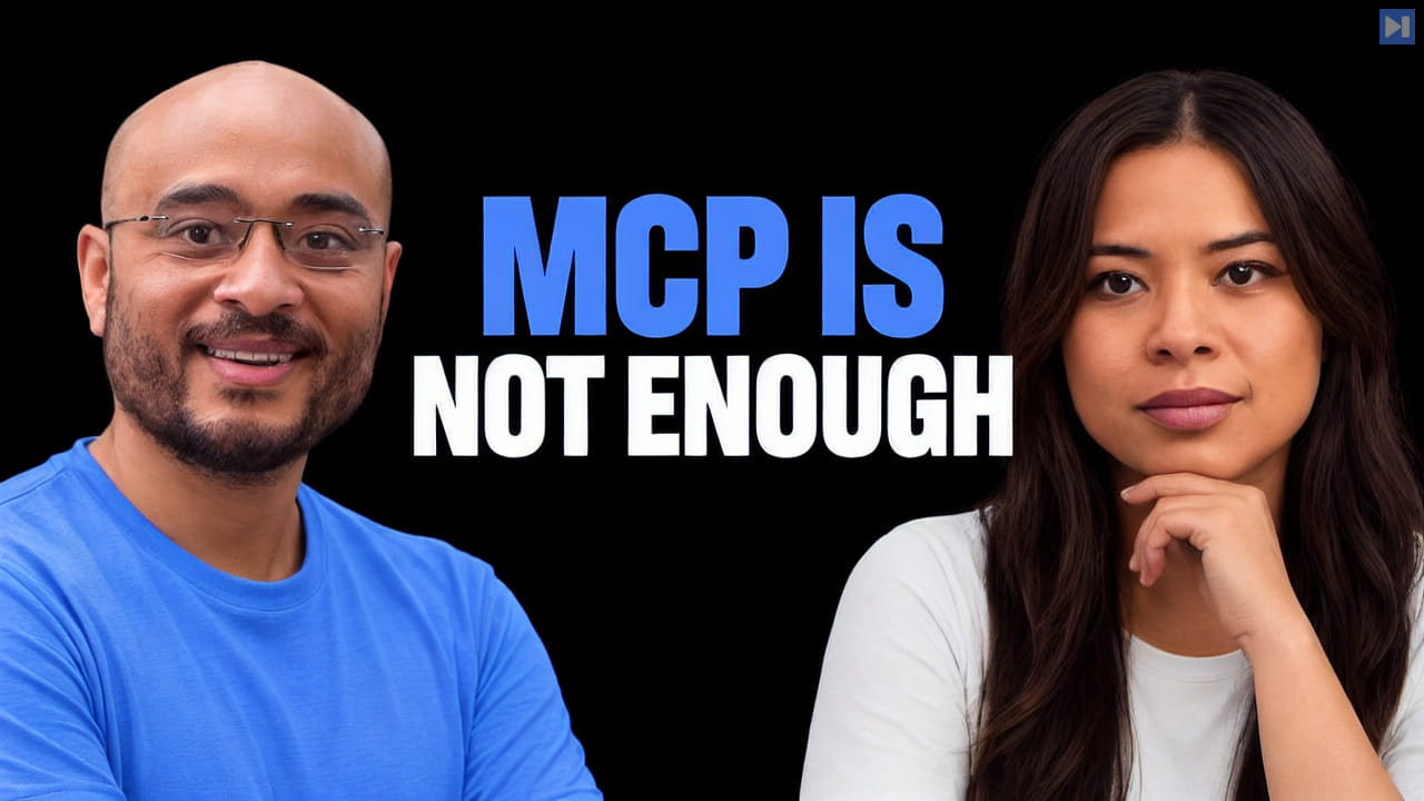 Ayan Barua, Sophia Dew beside the blue-and-white headline MCP IS NOT ENOUGH on a black background.