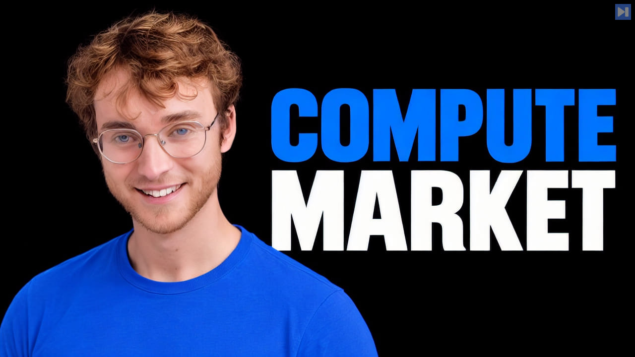 Evan Conrad in a blue T-shirt beside the words COMPUTE MARKET on black.