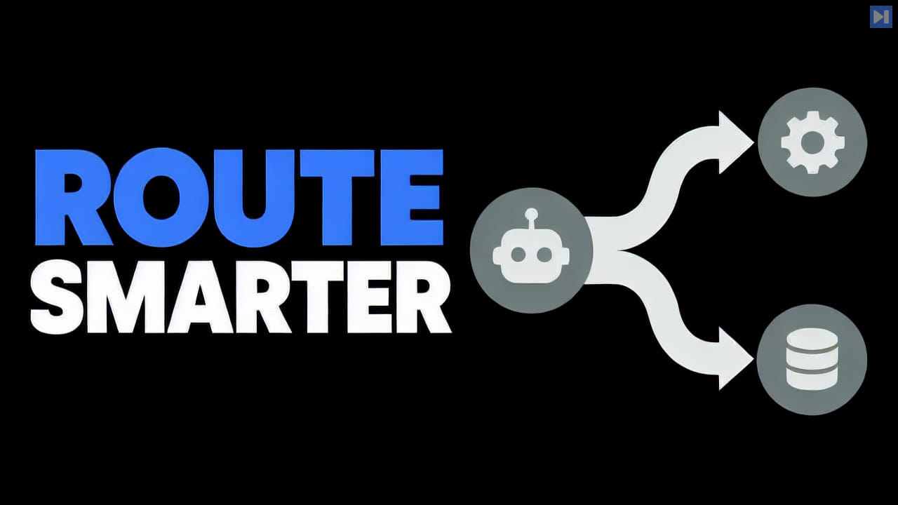 Blue ROUTE and white SMARTER headline beside a simple branching route illustration against a black background.