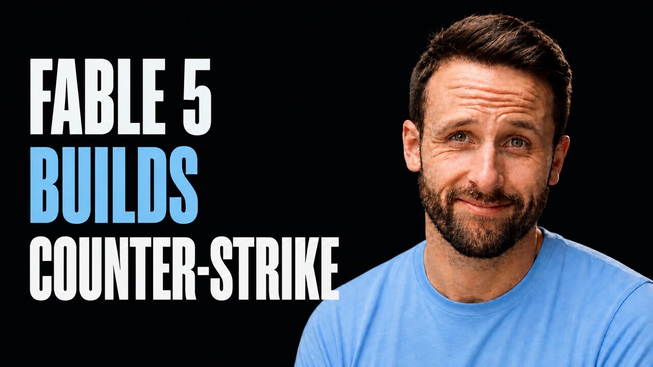 Pat Simmons beside the words Fable 5 Builds Counter-Strike