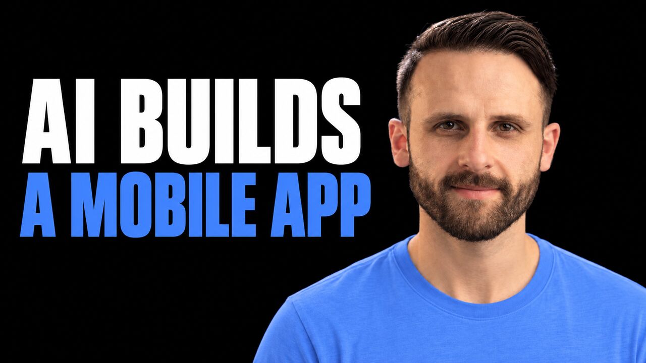 Pat Simmons beside the words AI Builds a Mobile App