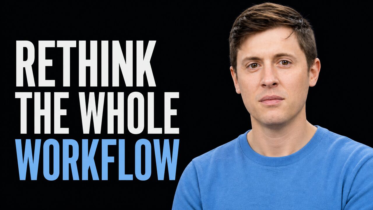 The words Rethink The Whole Workflow beside a portrait of Alex Finn