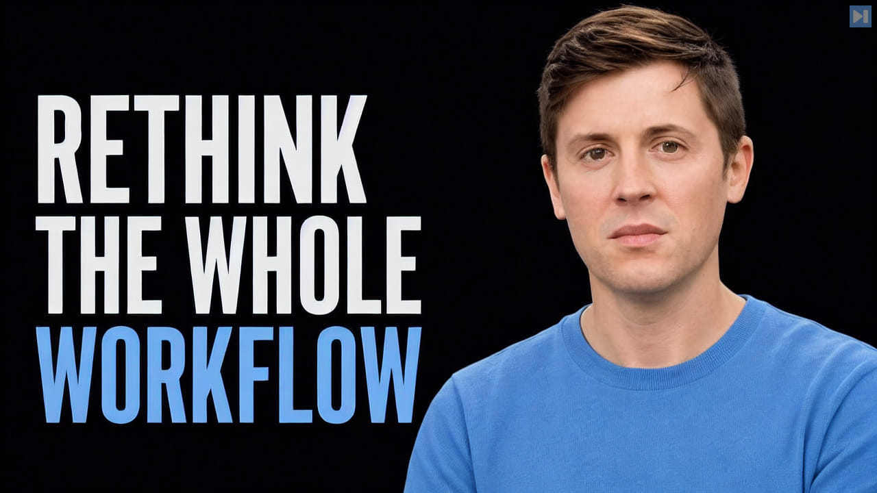 The words Rethink The Whole Workflow beside a portrait of Alex Finn