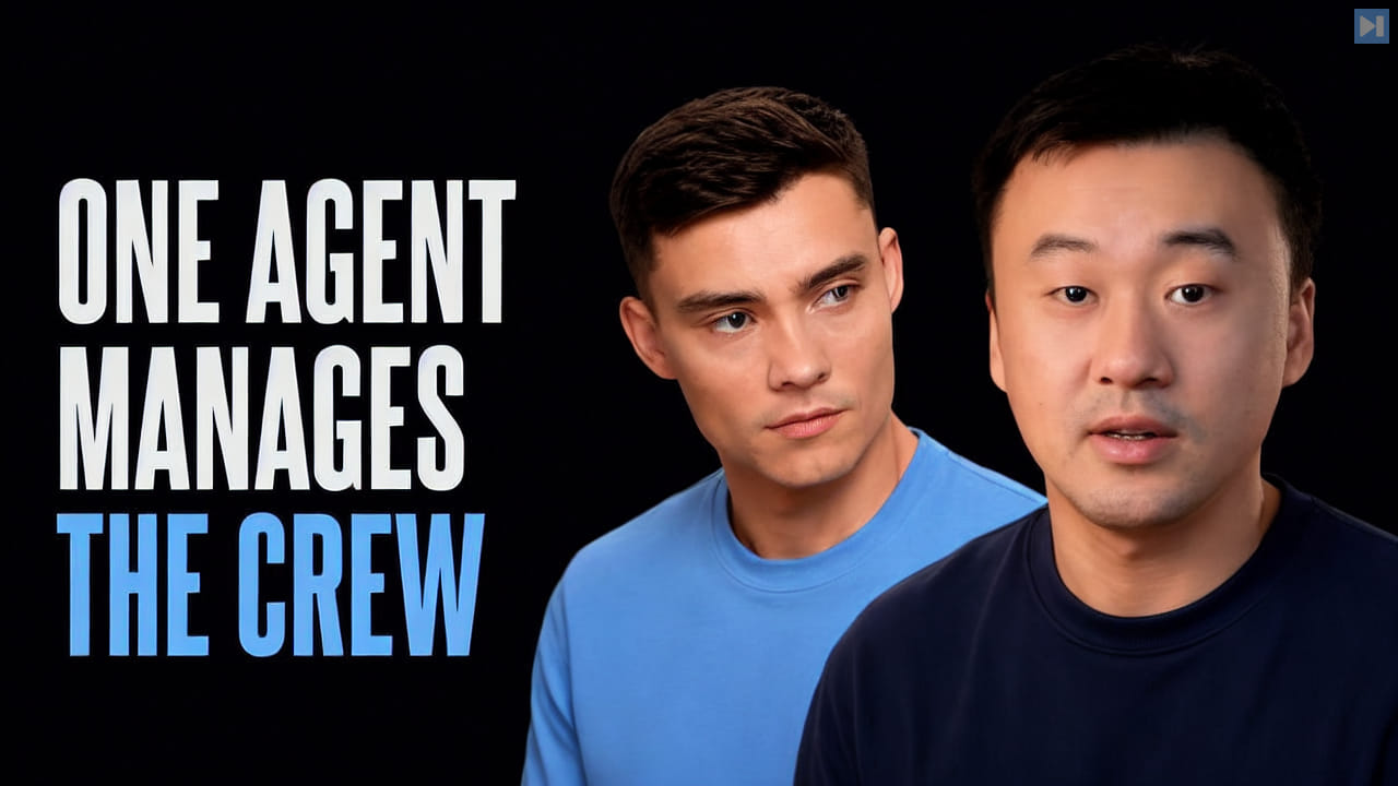 The words One Agent Manages The Crew beside portraits of David Ondrej and Kun Chen