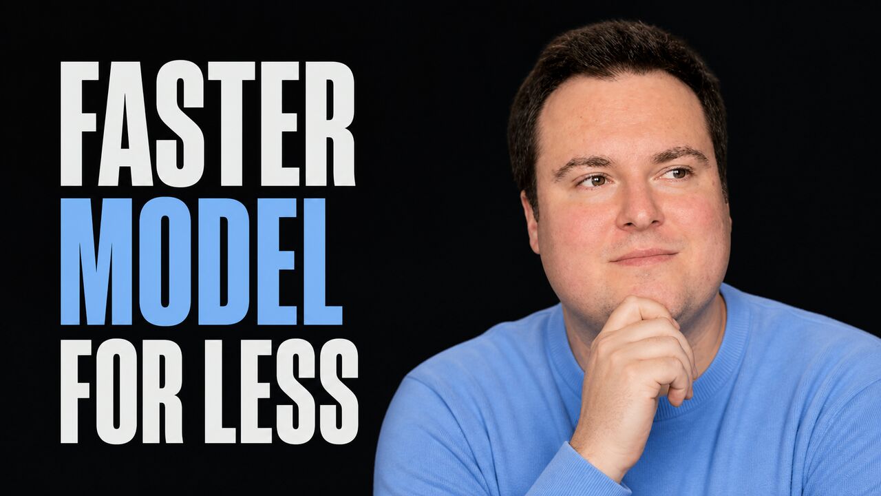 Portrait of Bijan Bowen beside the words Faster Model For Less