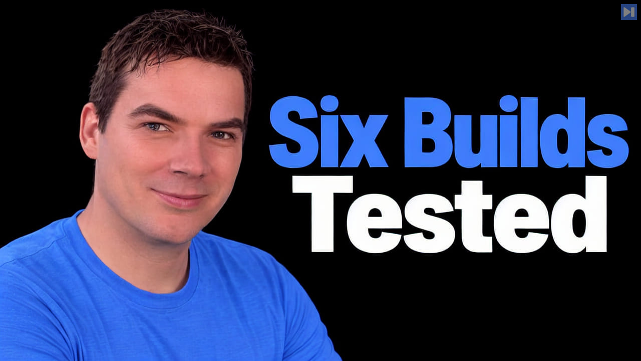 Daniel Walsh on black beside the blue and white headline Six Builds Tested.
