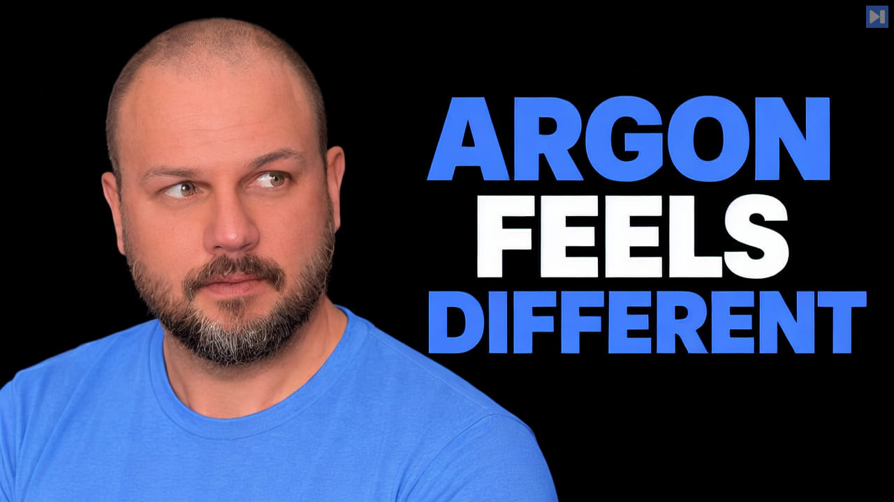Editorial portrait of Wes Roth beside the blue-and-white headline ARGON FEELS DIFFERENT against black.