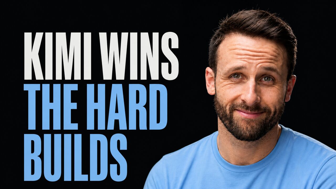 Portrait of Pat Simmons beside the words Kimi Wins the Hard Builds